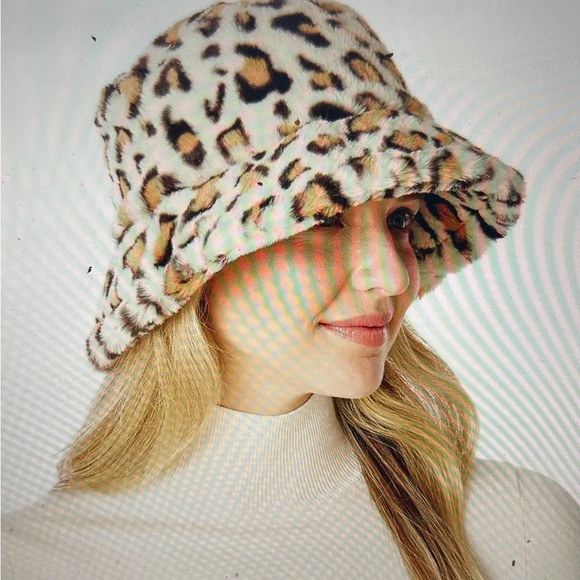 Leopard Faux Fur Bucket Hat by Fashion City - Picture 3 of 5